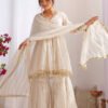 Gold White Designer Sharara Suit Set