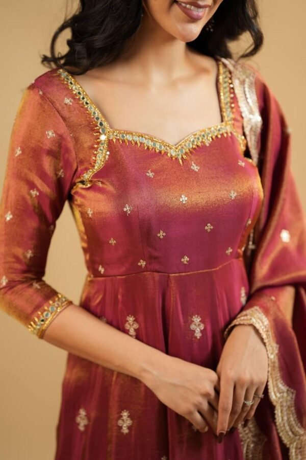 Rust Orange South Indian Style Anarkali Suit Set