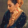 Sonakshi Sinha Inspired Rama Green Velvet Kurta Set