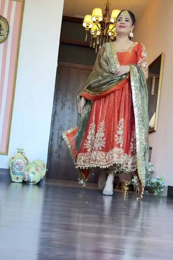 TD-6095_2.jpg Orange Wedding Wear Anarkali Suit Set