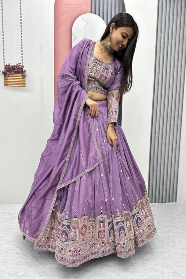 Tapi-245ONION_4.jpg Mauve Embroidered Vichitra Silk Lehenga Choli