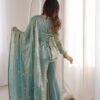 Steel Green Fendy Silk Sharara Suit