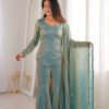 Steel Green Fendy Silk Sharara Suit
