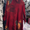 Women Cream Base Red Rose Floral Printed Long Shirt